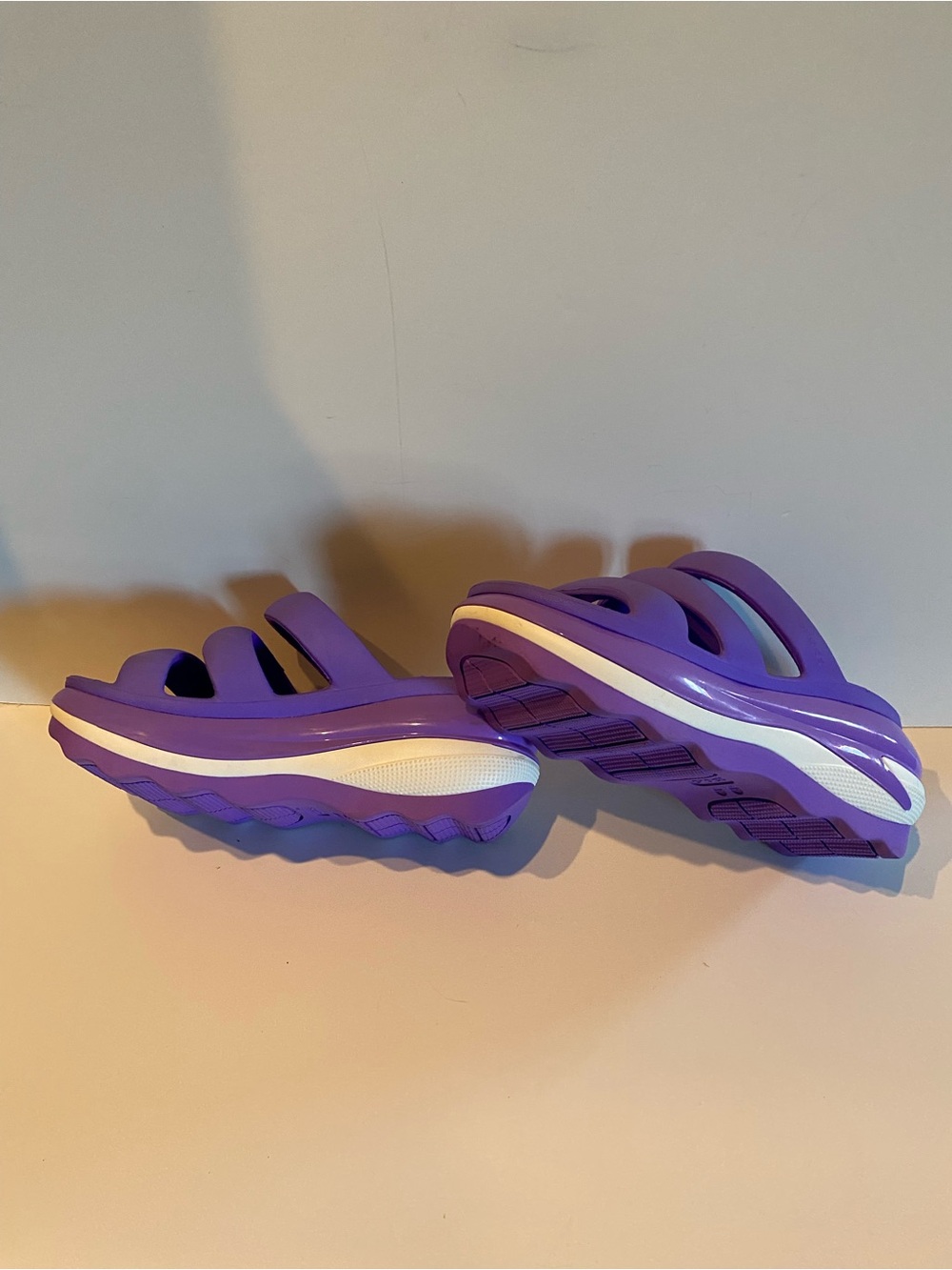 CROCS Mega Crush Triple Strap Croslite Sandals in Violet with White Accent - Picture 2 of 5